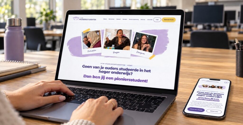 Website and community platform for vzw Pioniersstudenten by Planet Polaris